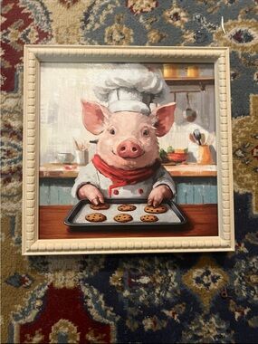 Chef Pig Cookie Baking Wall Art - Pink